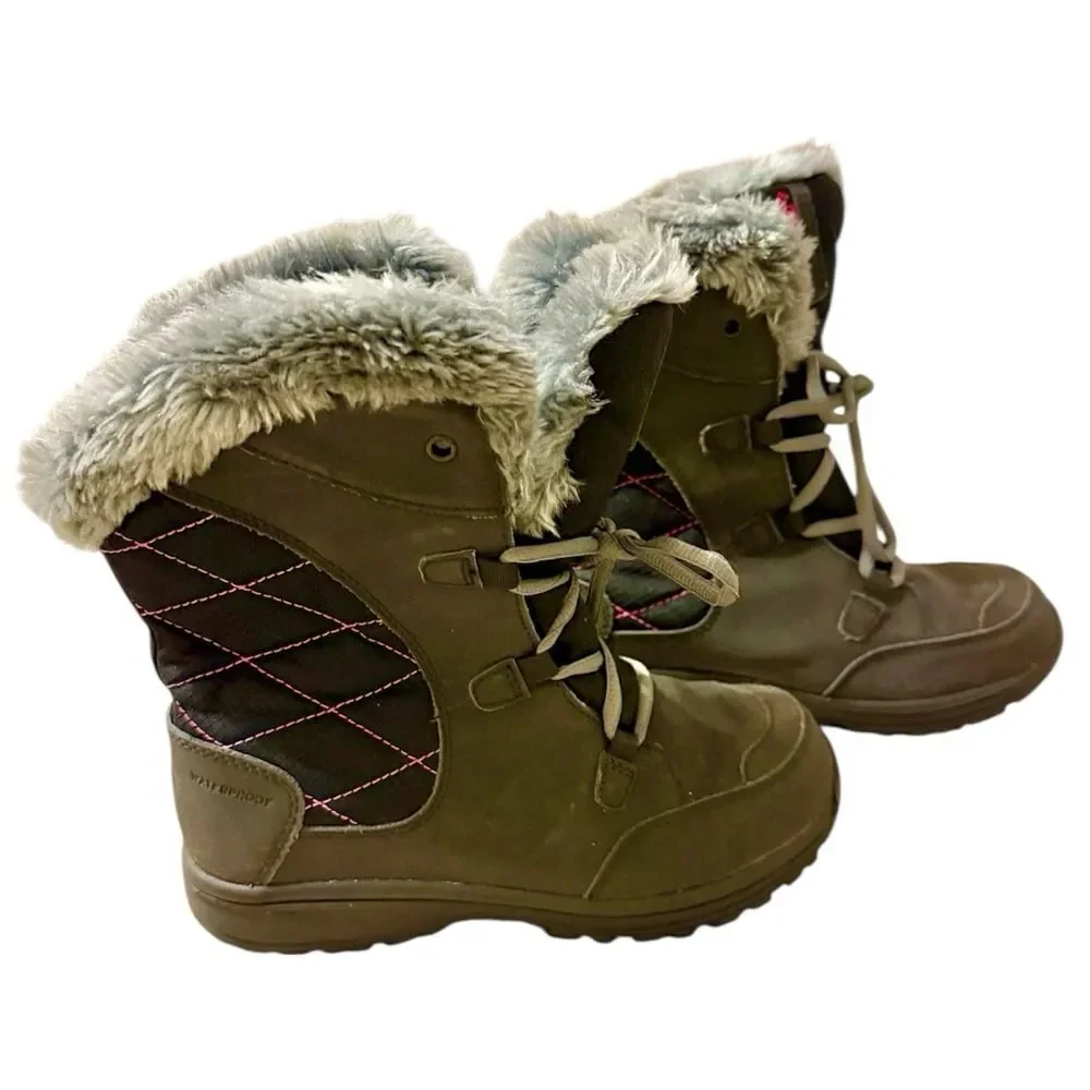Columbia Waterproof Fur Lined Ice Maiden Youth Gray Winter Boots. Sz 4